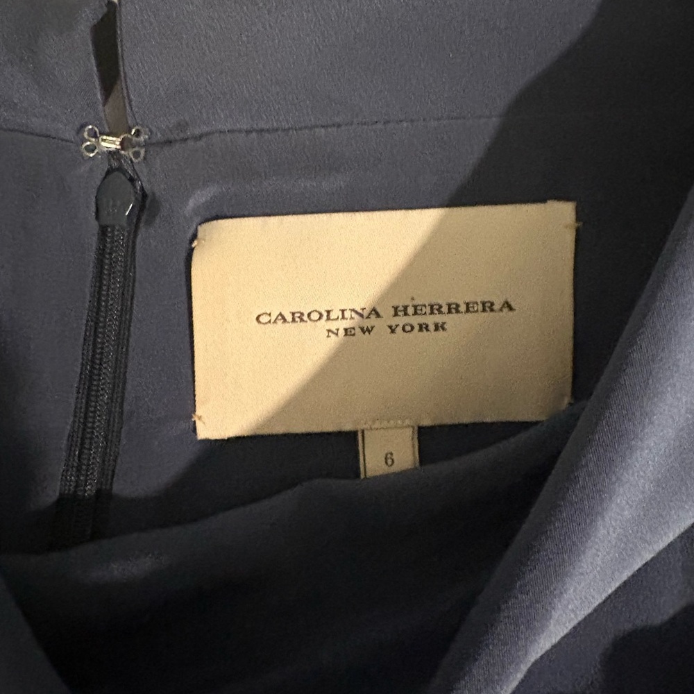 Carolina Herrera Classic Blue Belted Midi Dress - Picture 10 of 15